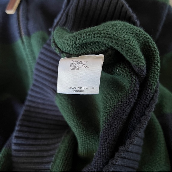Brandy Melville Navy Blue and Green Quarter Zip Sweatshirt-One Size - Picture 6 of 6